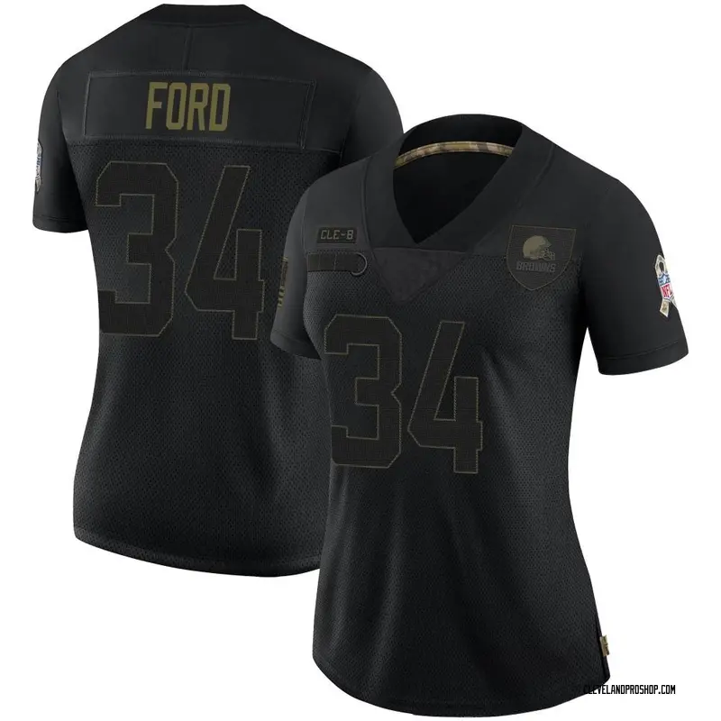 Black Women's Jerome Ford Cleveland Browns Limited 2020 Salute To Service  Jersey