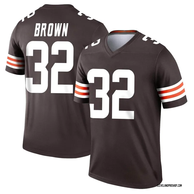 32 JIM BROWN Cleveland Browns NFL RB White L/S Mint Throwback Jersey