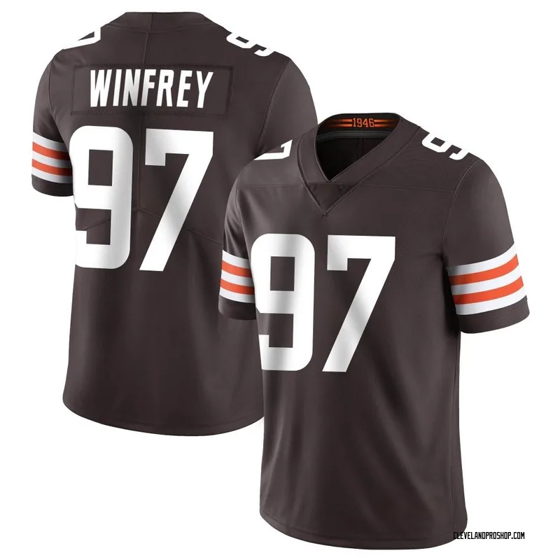 Perrion Winfrey Cleveland Browns Game-Used #97 White Jersey vs. Pittsburgh  Steelers on January 8, 2023