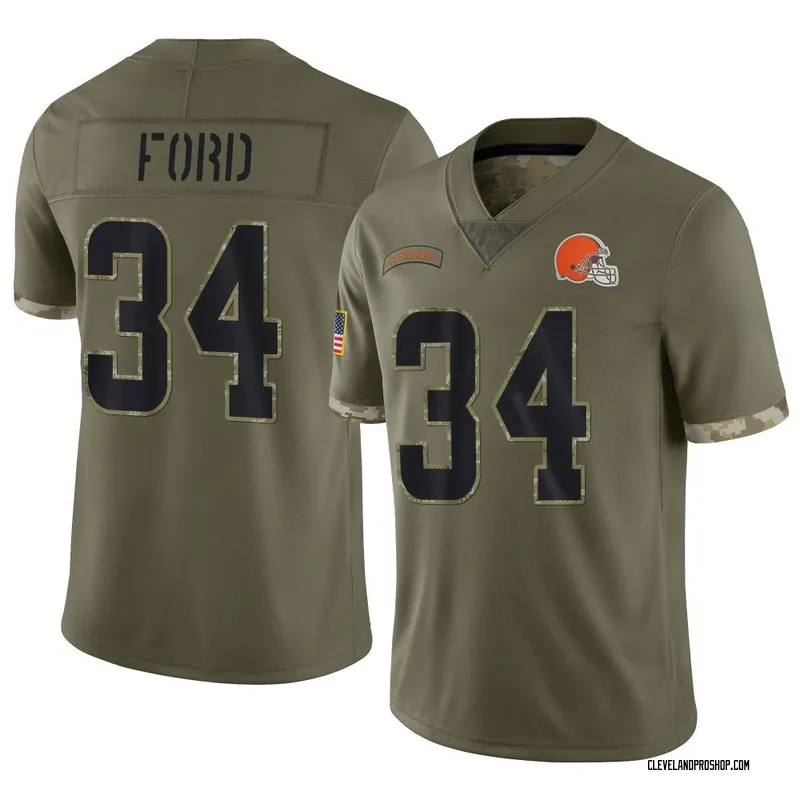 Olive Men's Jerome Ford Cleveland Browns Limited 2022 Salute To Service  Jersey