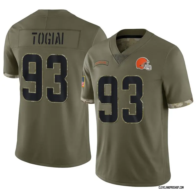Olive Men's Tommy Togiai Cleveland Browns Limited 2022 Salute To Service  Jersey
