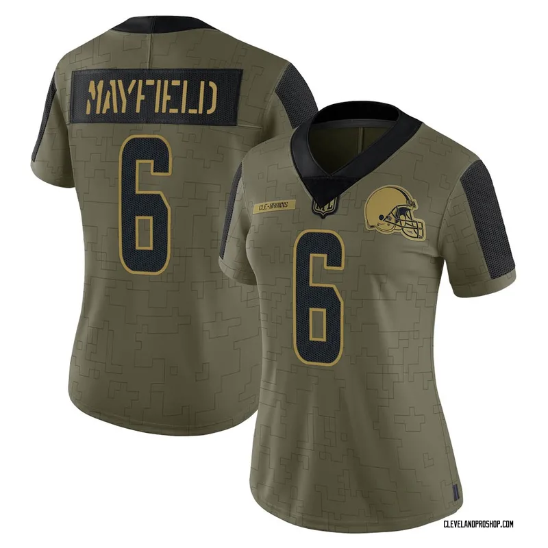 Men's Nike Baker Mayfield Olive Cleveland Browns 2019 Salute to Service  Limited Jersey