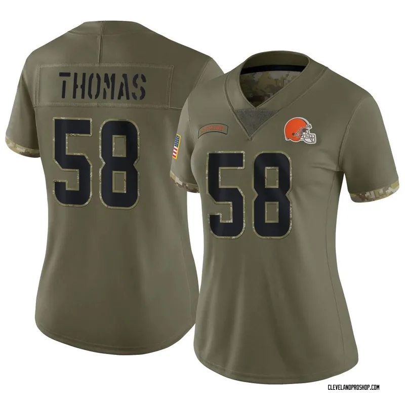 2021 Cleveland Browns Isaiah Thomas #58 Game Used White Jersey 46 DP41016