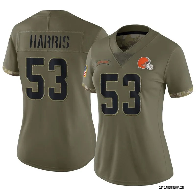 Olive Women's Nick Harris Cleveland Browns Limited 2022 Salute To Service  Jersey