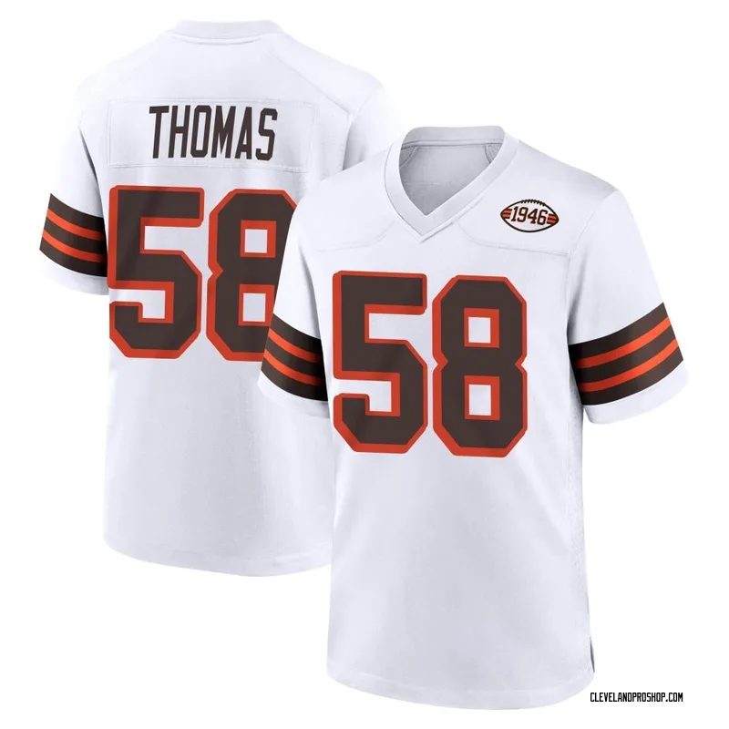 2021 Cleveland Browns Isaiah Thomas #58 Game Used White Jersey 46 DP41016