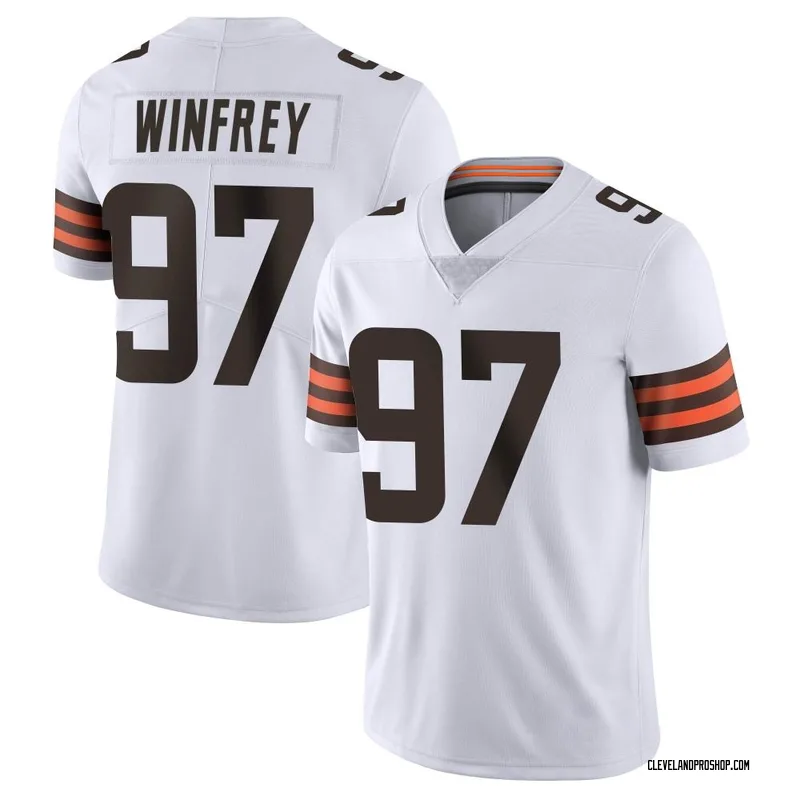 Perrion Winfrey Cleveland Browns Game-Used #97 White Jersey vs. Pittsburgh  Steelers on January 8, 2023