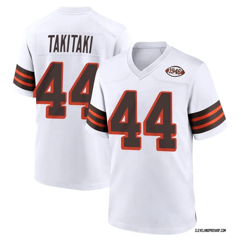 Game Men's Sione Takitaki White Road Jersey - #44 Football Cleveland Browns